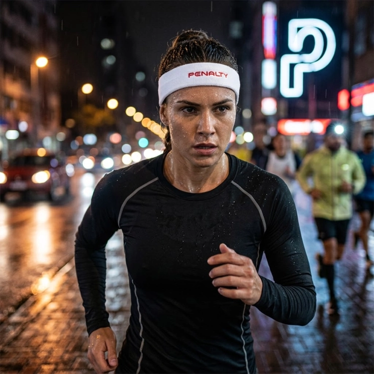 Sportowa opaska na głowę Penalty - biała z czerwonym napisem 660006.1600