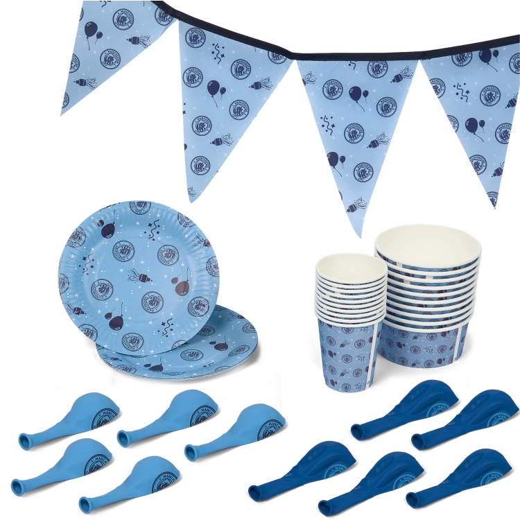 Zestaw imprezowy urodzinowy Manchester City Party Pack Balony Kubki Talerze