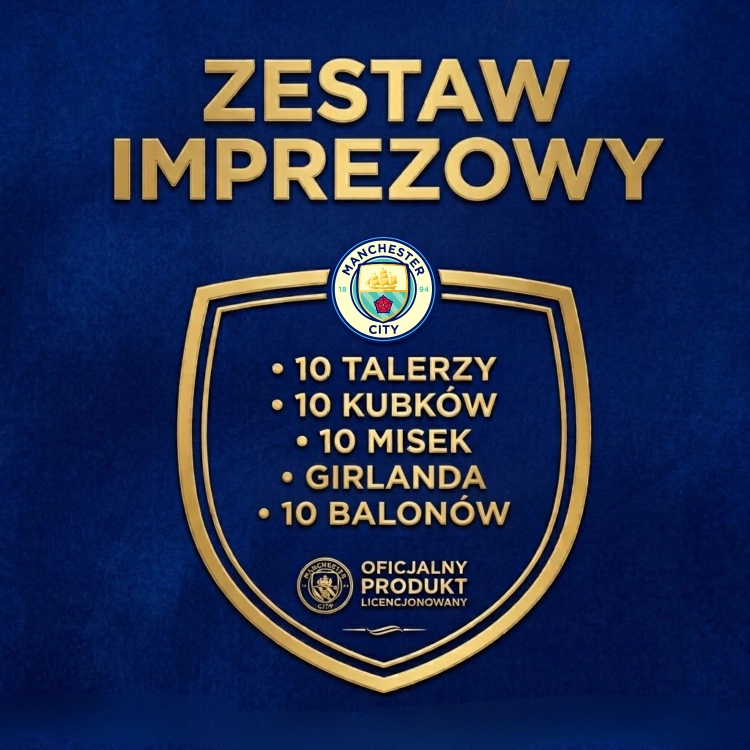 Zestaw imprezowy urodzinowy Manchester City Party Pack Balony Kubki Talerze