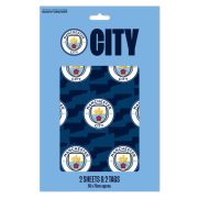 Papier do pakowania prezentów Manchester City 2szt + Naklejki Herbu Fana