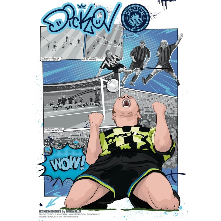 Oficjalny plakat w ramie Manchester City Paul Dickov Murwalls Play-off Rama