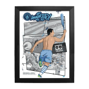 Oficjalny plakat w ramie Manchester City Sergio Aguero Murwalls 93:20 Rama