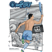 Oficjalny plakat w ramie Manchester City Sergio Aguero Murwalls 93:20 Rama