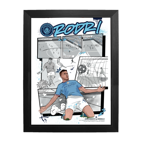 Oficjalny plakat w ramie Manchester City Rodri Murwalls Liga Mistrzów Rama